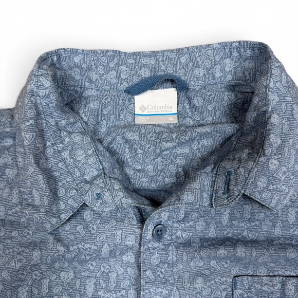 Columbia Other - Columbia Mens Blue Camping Graphic Short Sleeve Button Down Shirt XL 1728321-413